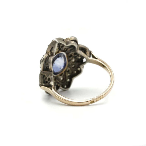 Bague 56 Bague en or jaune 14K avec saphir et diamants 58 Facettes 1055
