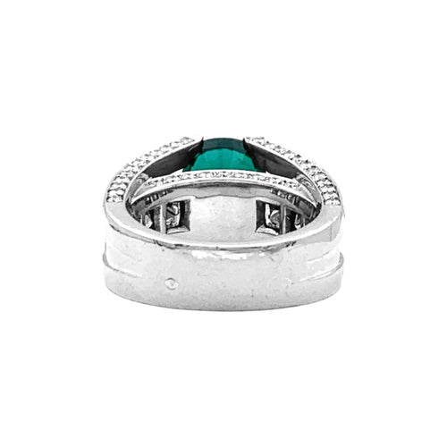 Bague 51 Bague or blanc, émeraude et diamants. 58 Facettes 35347