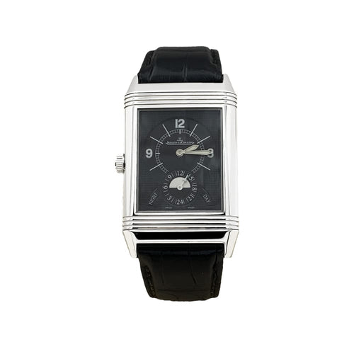 Montre Montre Jaeger-Lecoultre , « Grande Reverso 986 Duodate », acier, cuir. 58 Facettes 35326