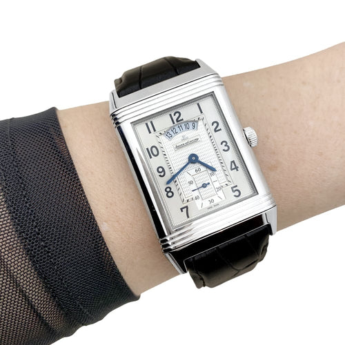 Montre Montre Jaeger-Lecoultre , « Grande Reverso 986 Duodate », acier, cuir. 58 Facettes 35326