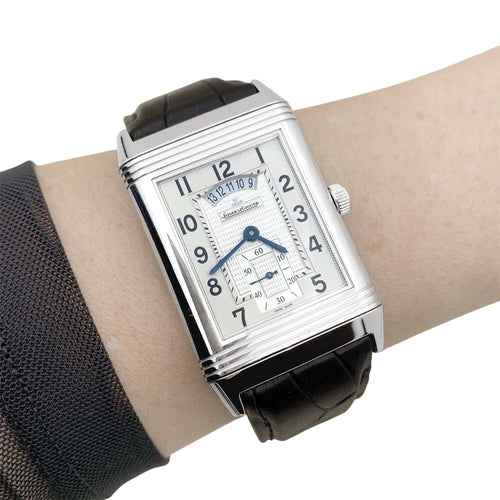 Montre Montre Jaeger-Lecoultre , « Grande Reverso 986 Duodate », acier, cuir. 58 Facettes 35326