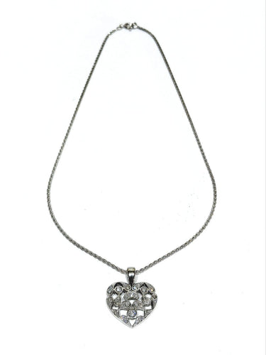 Collier Collier cœur - Pendentif en or blanc 750 et diamants 58 Facettes 1716769