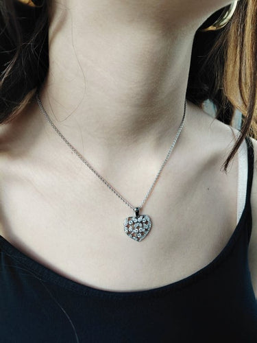 Collier Collier cœur - Pendentif en or blanc 750 et diamants 58 Facettes 1716769