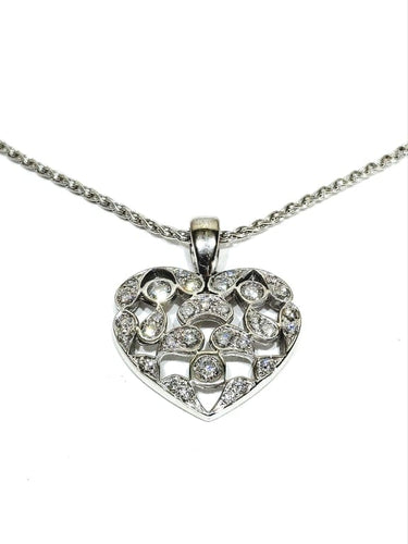 Collier Collier cœur - Pendentif en or blanc 750 et diamants 58 Facettes 1716769