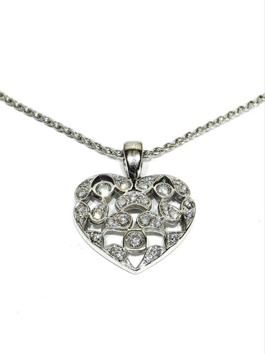 Collier Collier cœur - Pendentif en or blanc 750 et diamants 58 Facettes 1716769