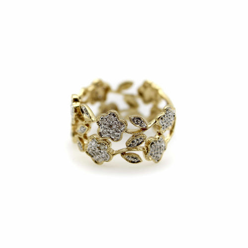 Bague Bague vintage fleurie en filigrane en or 14k et diamants 58 Facettes A20046