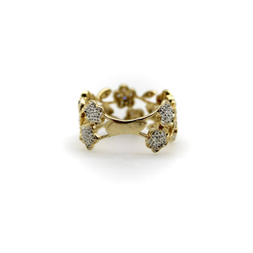 Bague Bague vintage fleurie en filigrane en or 14k et diamants 58 Facettes A20046