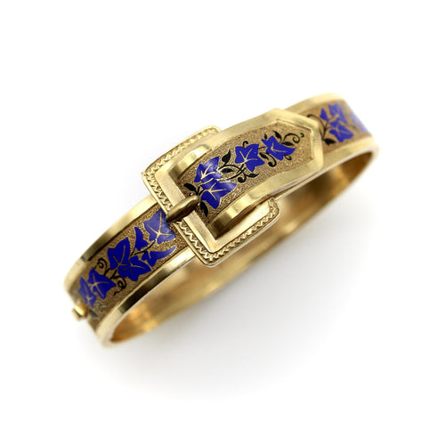 Bracelet Bracelet victorien boucle et lierre émaillé en or 14K 58 Facettes A2000K