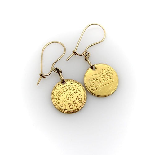 Boucles d'oreilles Époque victorienne - Boucles d’oreilles love tokens en or 22K 58 Facettes