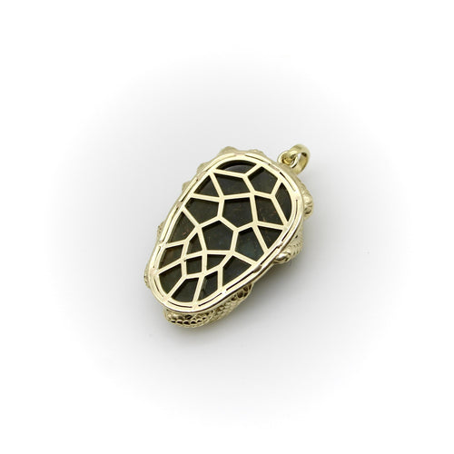 Pendentif Pendentif - Serpent entrelacé en or 14K, crâne en labradorite, diamants et rubis 58 Facettes A10038