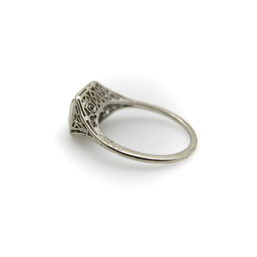 Bague Art déco - Bague de fiançailles en or blanc 18k et diamant 58 Facettes A1001V
