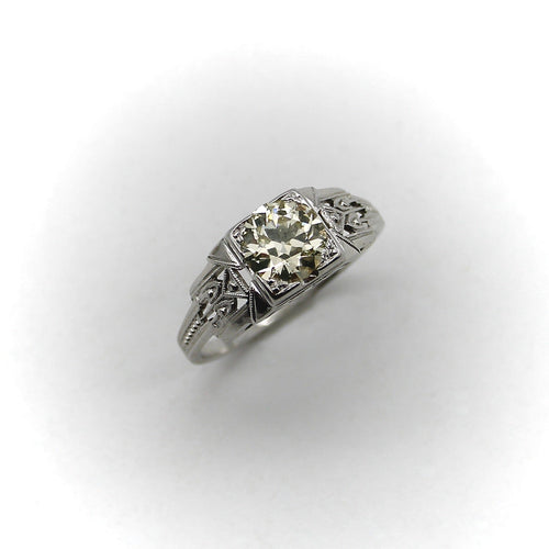 Bague Art déco - Bague de fiançailles en or blanc 18k et diamant 58 Facettes