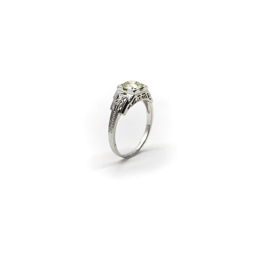 Bague Art déco - Bague de fiançailles en or blanc 18k et diamant 58 Facettes