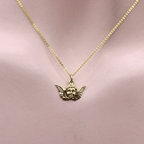 Pendentif Pendentif ou charm chérubin ailé en or 14K 58 Facettes