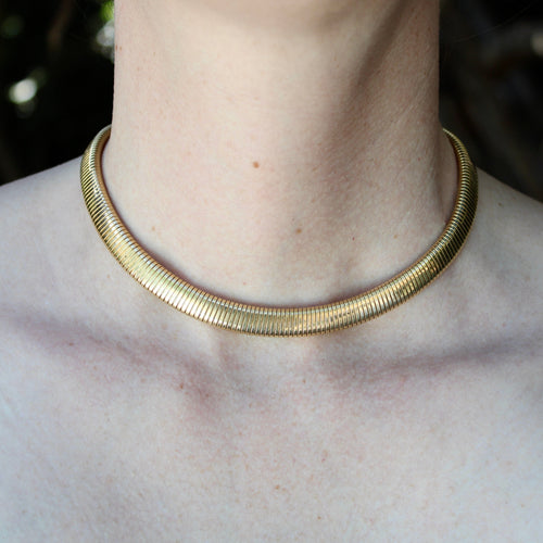 Collier tubogas vintage en or 14 carats, convertible bracelet 58 Facettes