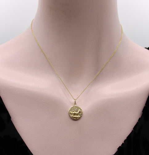 Pendentif Cute as a Button - Pendentif médaille renard en or 14K avec rubis 58 Facettes