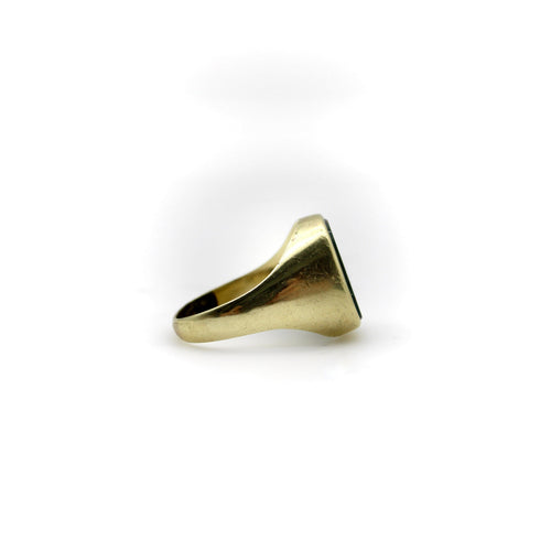 Bague Or 14K - Bague chevalière intaille édouardienne en pierre de sang 58 Facettes
