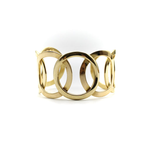 Bracelet Bracelet manchette moderniste motif cercles en or 18K, vers 1970 58 Facettes