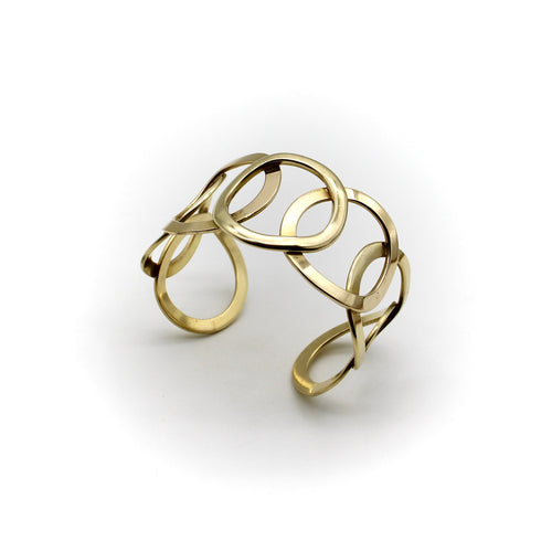 Bracelet Bracelet manchette moderniste motif cercles en or 18K, vers 1970 58 Facettes