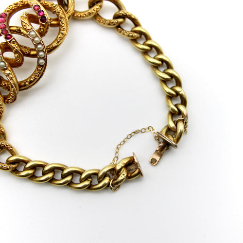 Bracelet Bracelet - Nœud d’amoureux style étrusque en or 14K, grenats et perles 58 Facettes