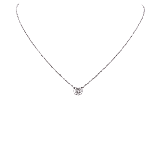 Collier Collier solitaire diamant - Or blanc 14k, serti clos 58 Facettes
