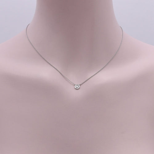 Collier Collier solitaire diamant - Or blanc 14k, serti clos 58 Facettes