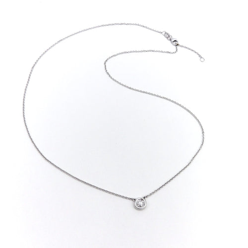 Collier Collier solitaire diamant - Or blanc 14k, serti clos 58 Facettes