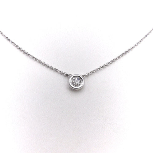 Collier Collier solitaire diamant - Or blanc 14k, serti clos 58 Facettes