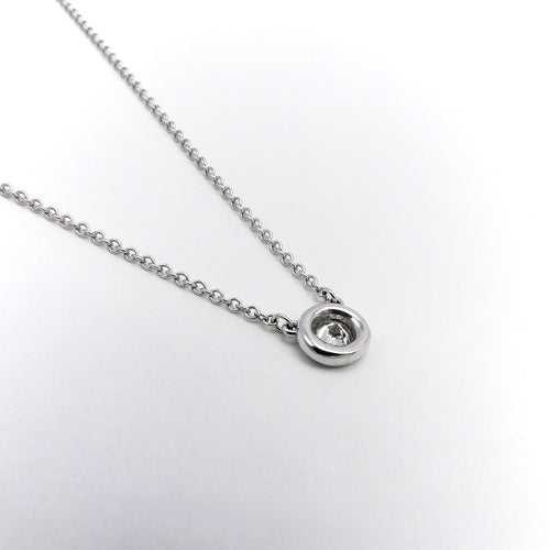 Collier Collier solitaire diamant - Or blanc 14k, serti clos 58 Facettes
