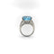 Bague Bague en or blanc 14K avec topaze bleue et diamants 58 Facettes