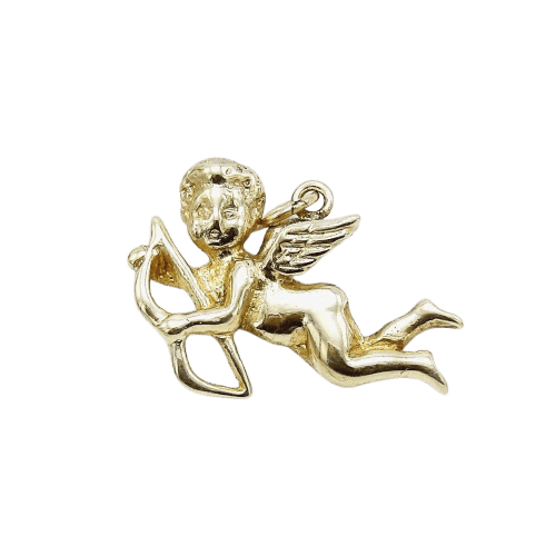 Pendentif Pendentif charm Cupidon vintage en or jaune 14K 58 Facettes