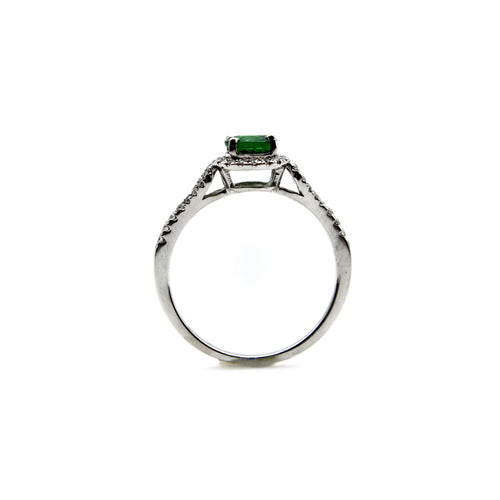 Bague Bague en or blanc 14 carats avec tsavorite et diamants 58 Facettes