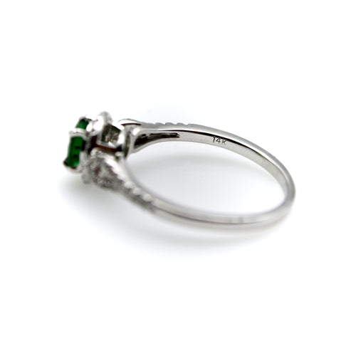 Bague Bague en or blanc 14 carats avec tsavorite et diamants 58 Facettes