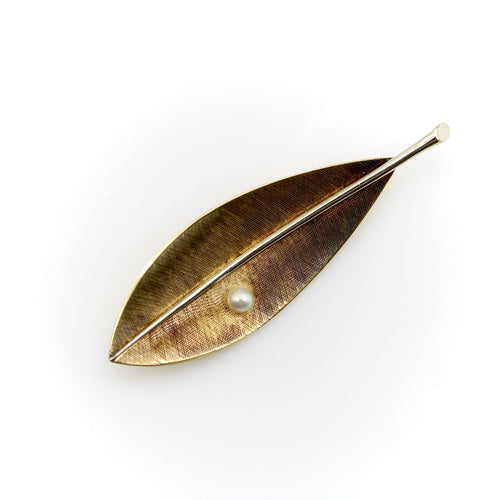 Broche Tiffany & Co. - Broche feuille rétro en or jaune et or blanc 14k 58 Facettes