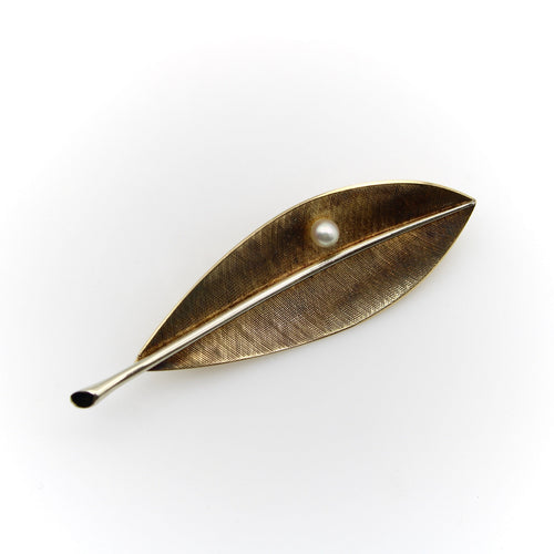 Broche Tiffany & Co. - Broche feuille rétro en or jaune et or blanc 14k 58 Facettes