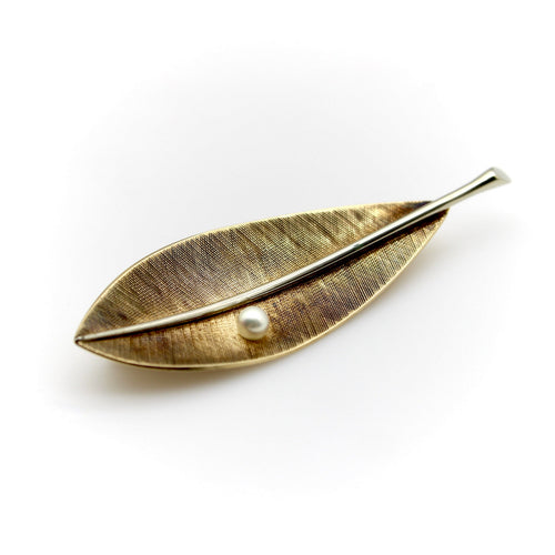 Broche Tiffany & Co. - Broche feuille rétro en or jaune et or blanc 14k 58 Facettes