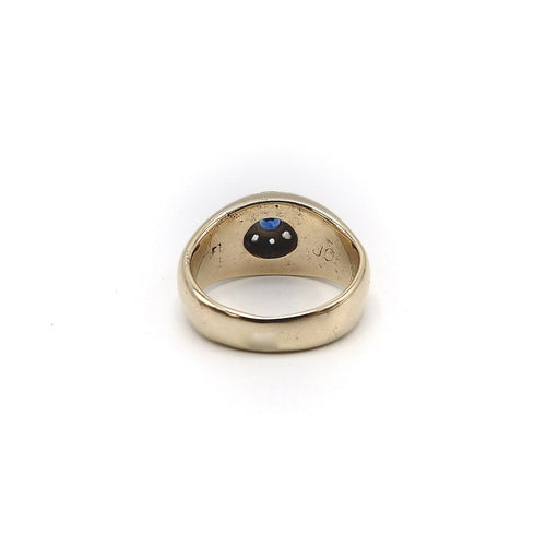 Bague 57 Époque victorienne - Bague œil protecteur en or 14K, diamants et saphirs 58 Facettes