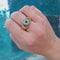 Bague 57 Époque victorienne - Bague œil protecteur en or 14K, diamants et saphirs 58 Facettes