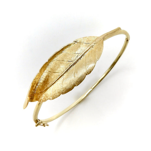 Bracelet Bracelet jonc feuille rétro en or jaune 14K 58 Facettes