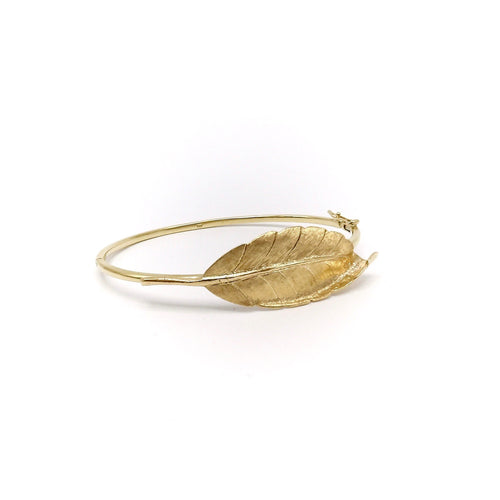 Bracelet Bracelet jonc feuille rétro en or jaune 14K 58 Facettes