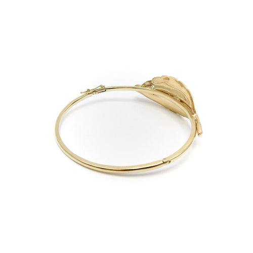 Bracelet Bracelet jonc feuille rétro en or jaune 14K 58 Facettes