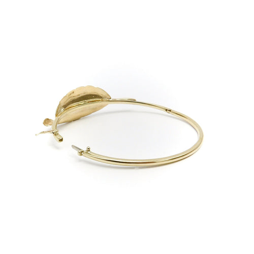 Bracelet Bracelet jonc feuille rétro en or jaune 14K 58 Facettes