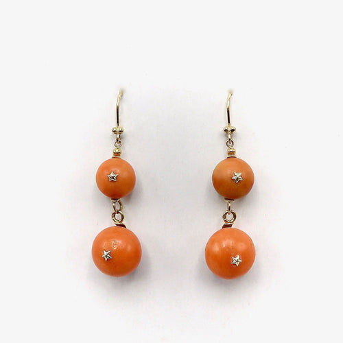 Boucles d'oreilles Boucles d’oreilles pendantes victoriennes en or 18K et corail 58 Facettes