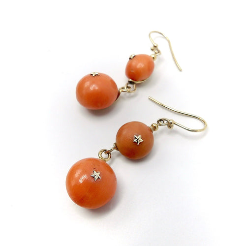 Boucles d'oreilles Boucles d’oreilles pendantes victoriennes en or 18K et corail 58 Facettes