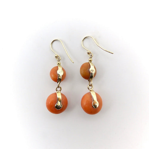 Boucles d'oreilles Boucles d’oreilles pendantes victoriennes en or 18K et corail 58 Facettes