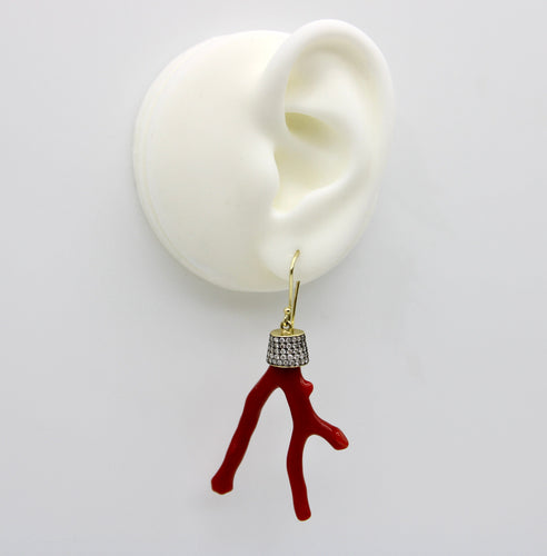 Boucles d'oreilles Boucles d'oreilles - Corail branchage et diamants en or 18K 58 Facettes