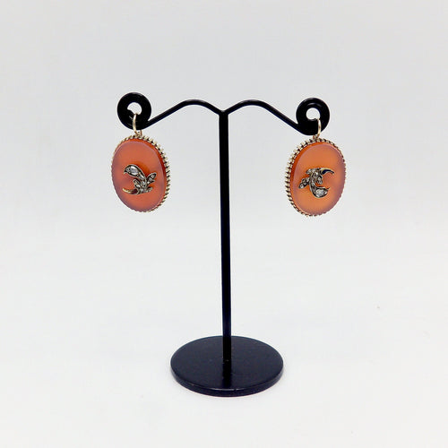 Boucles d'oreilles Époque victorienne - Boucles d’oreilles en or 14K, cornalines et diamants 58 Facettes