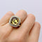 Bague Pauly - Bague cabochon citrine et halo de diamants en or 14K 58 Facettes