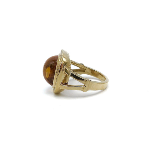 Bague Pauly - Bague cabochon citrine et halo de diamants en or 14K 58 Facettes