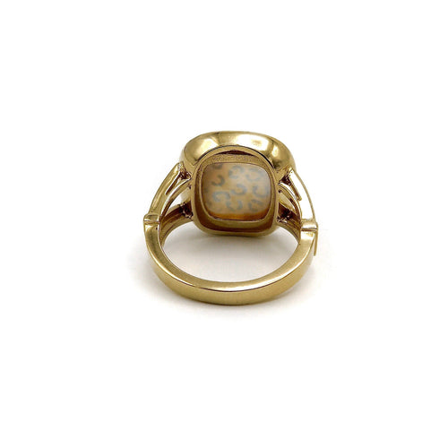 Bague Pauly - Bague cabochon citrine et halo de diamants en or 14K 58 Facettes